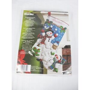 Bucilla Snowman Games Felt Stocking Kit 18in Blue White NEW 86301 Christmas